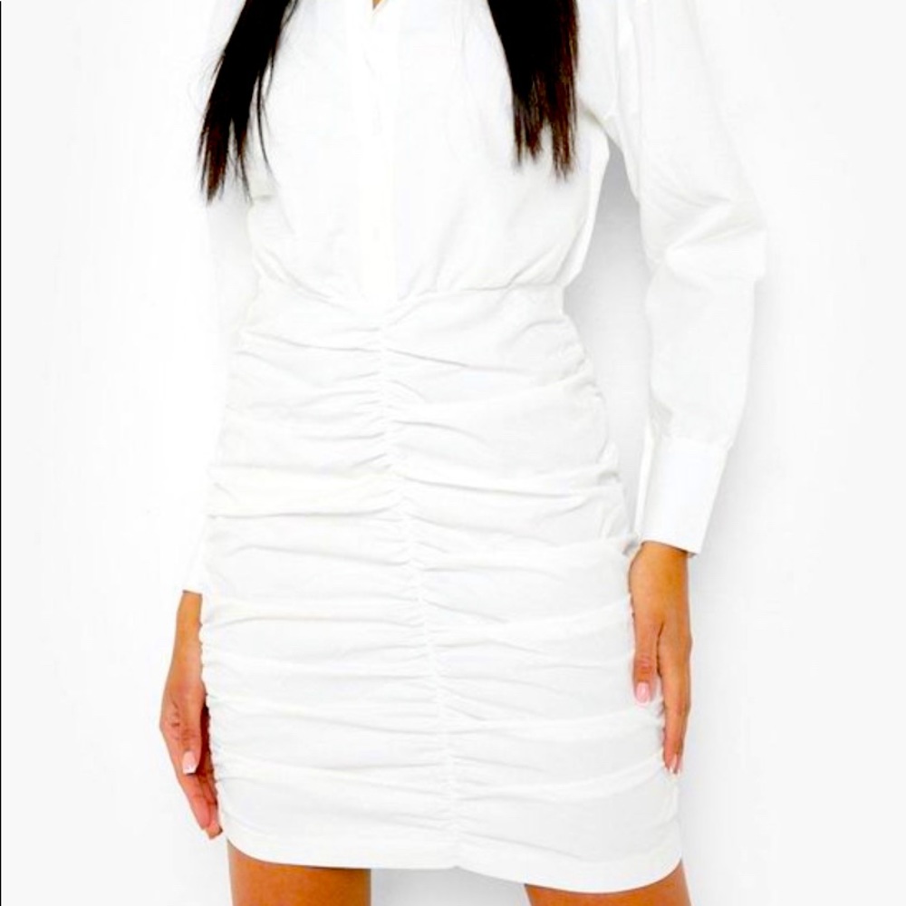 GOLDIE London Satin ruched shirt  dress